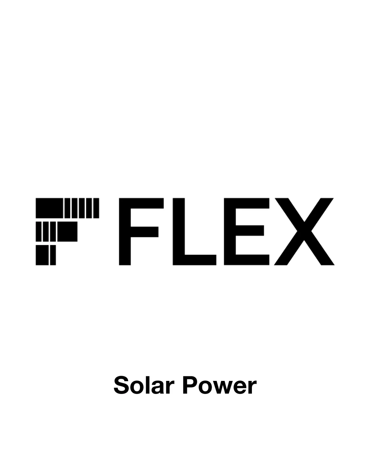 FLEX card partner deal: Logo of 'FLEX' with a stylized 'F' made of bars, and the text 'Solar Power' beneath it, on a white background.