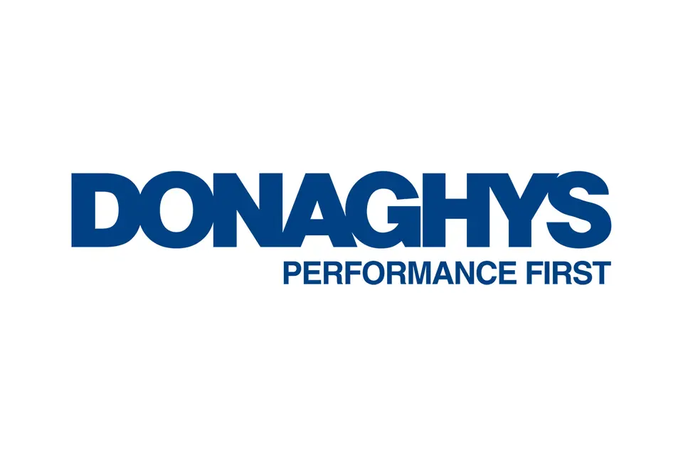 Animal health: Blue "Donaghys" logo with the tagline "Performance First" below on a white background.