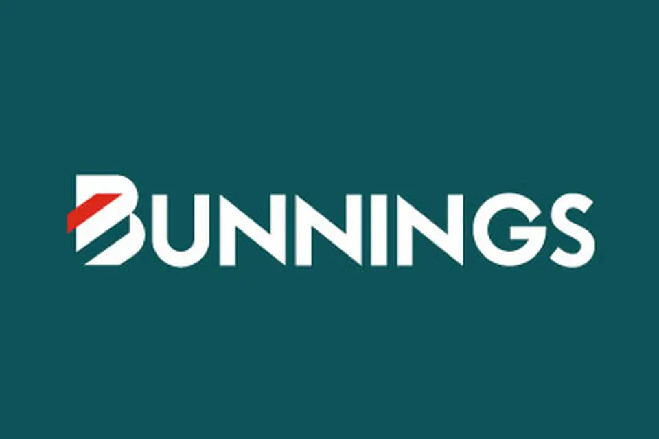 Farmlands rural events: Logo featuring the word 'Bunnings' in white with a red accent on the 'B', set against a dark teal background.